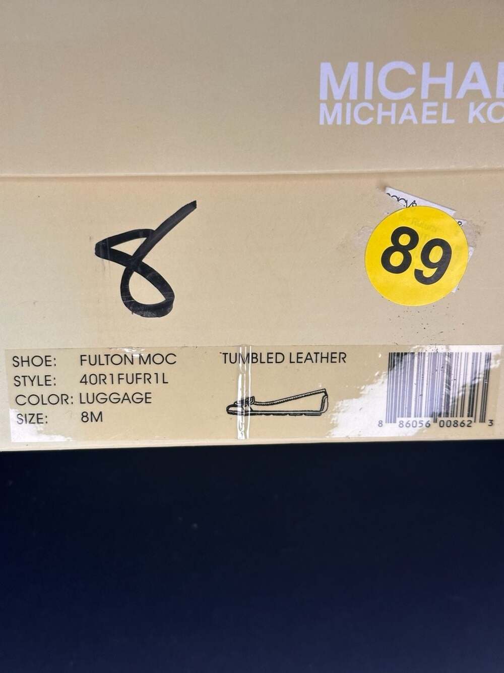 Michael Kors Fulton Moc Luggage Tumbled Leather Flats Size 8M - Picture 5 of 6